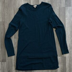 J. Jill Sweater Womens Size Small Tall 100% Merino Wool Tunic Blue Washable